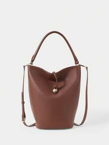 SHECARRY Women's Casual Bucket Shoulder Bag, Suitable For Daily Commute - Brown - View 6