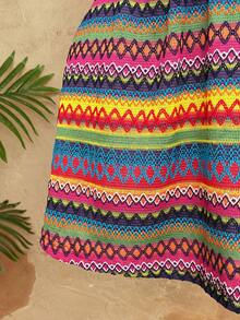 Sunspun Plus Size Spaghetti Strap Sexy Tropical Backless Dress - Multicolor - View 4
