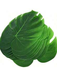 Artificial Palm Leaves, Large Leaf Placemats, Green Palm Leaf Party Decorations, Tropical Table Decor, Hawaiian Leaf Decorations, Wildlife Leaf Decorations, Artificial Plants - Green - View 1