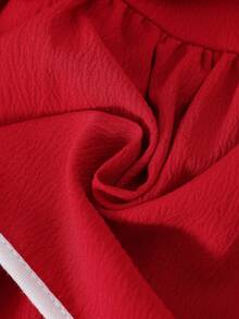 2 piezas Conjunto de top de tirantes con moño y pantalones rectos para niñas, adecuado para salidas diarias, reuniones familiares, vacaciones, sesiones de fotos, fiestas, día de la niña, ropa de primera para niñas, ropa de verano para niñas - Rojo - Ver 6