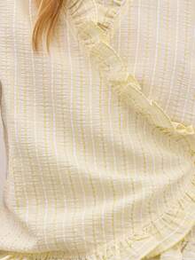 Nöista Casual Striped Ruffle Hem Sleeveless Top, Summer - Light Yellow - View 6