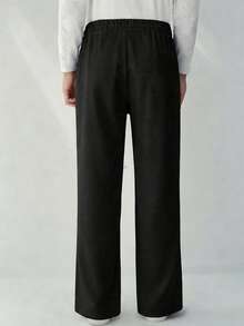 男士纯色时尚优质宽松休闲抽绳裤 - 黑色 - 查看 2