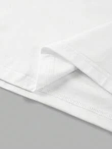 Manfinity Homme 男士洛杉矶标语图案撞色设计圆领短袖T恤，休闲户外简约T恤 - 彩色 - 查看 6