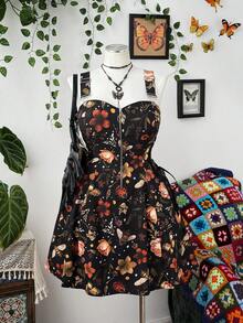 Sunspun New Arrival Spring/Summer Fashion Versatile Dreamy Romantic Printed Patchwork Ruffle Tie-Up Waist Decor Zipper Front Midi Slip Dress For Women - Multicolor - View 6
