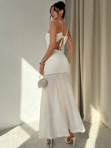 Firerie 女士优雅夏季浪漫度假约会婚礼派对毕业舞会白色露背吊带连衣裙，沙滩度假连衣裙，白色连衣裙 - 白色 - 查看 5
