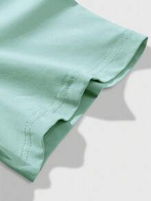 Manfinity Homme T-shirt imprimé mode à manches courtes et encolure dégagée pour hommes, été - Vert menthe - Voir 5