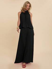 COSMINA Áo tank top không tay xếp ly thanh lịch dành cho nữ, đa năng cho hẹn hò, đi làm, công sở, mọi mùa. - màu đen - Xem 7