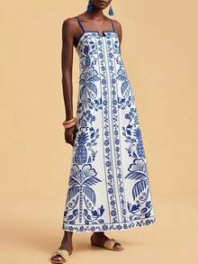 Travachic Vestido casual de mujer tipo pareo sin mangas con estampado de palmeras - Multicolor - Ver 9