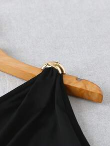 SHEIN Franclia 女士优雅通勤经典无袖金属黑色背心和二合一裙裤套装，春夏款 - 彩色 - 查看 4