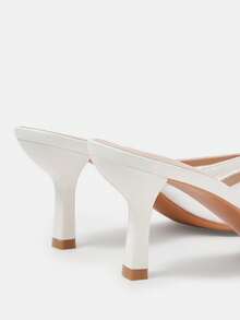 CUCCOO HITCHD Women's Pointed Toe Elegant Commuting High Heel Mules - White - View 12