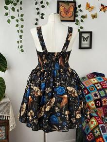 Sunspun Model Terbaru Musim Semi/Panas, Gaun Cami & Mini untuk Wanita, Serbaguna, Romantis, Bermotif Patchwork, Ruffle, Ikat Pinggang, Dekorasi Resleting Depan - MultiWarna - View 2