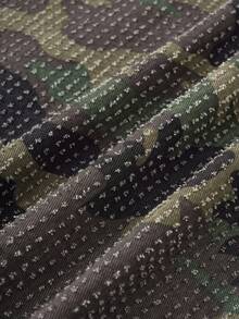 Manfinity Joysei Áo sơ mi nam tay ngắn dệt kim họa tiết rằn ri dáng rộng, phong cách đường phố. - xanh quân đội - Xem 6