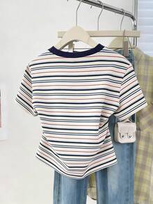 Resyla 女士条纹短袖圆领T恤 - 彩色 - 查看 2