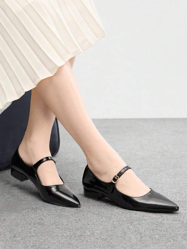 CUCCOO BIZCHIC Women's Pointed Toe Block Heel Black High Heels, Spring/Summer