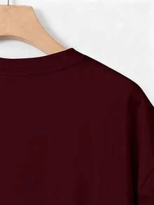 SHEIN Men's Slogan & Car Print Short Sleeve Casual T-Shirt - Burgundy - View 5