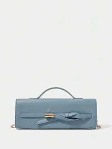SHECARRY Women Solid Color Simple Tote Bag, Casual Daily Use Handbag, Red Purse Valentines - Dusty Blue - View 3