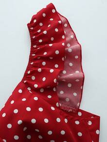 Franclia Women's Polka Dot Print Sleeveless Dress, Casual Holiday Style,French-Style Floral Print Women's Dress,Spring/Summer, Women's Long Skirts,Red Dresses For Women, Floral Dresses For Women, Women's Polka Dot Dress,Women's Ruffle Dress,Women's Ruffle Skirt,Women's Square Neck Backless Tie-Up Dress, Women's Slip Dress, Women's Elegant Dress, Women's Vacation Dress, Women's Beach Dress,Women's Holiday Dress,Women's Summer Dress,Women's Casual Dress,Birthday Dresses For Women,Beach Outfits For Women ,Elegant Dresses For Party ,Summer Holiday Outfits,Summer Clothes,Women's Long Dress,Ruffle Dress ,Ruffle Skirt , Peplum Dress Women ,Vacation Dress,Graduation Dress For Women,Beach Outfit - Red - View 3