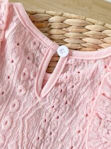 SHEIN Playful Pals Baby Girls' Cute Jacquard Camisole And Jacquard Shorts Set, Spring/Summer - Pink - View 5