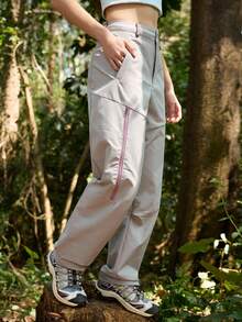 In My Nature Women's Contrast Color Zipper Pocket Casual Outdoor Pants Hiking Pants For Women Walking Trousers For Women Outdoor Outfit For Women - Light Grey - View 1