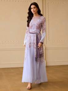 ZEYLAH 女士优雅印花长裙 - 彩色 - 查看 5