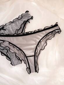 PetitDoll 5入組三角褲，邊緣波浪設計和荷葉邊裝飾的日常內褲 - 彩色 - 查看 3