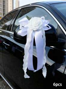 Juego de 4 piezas de ramo artificial para coche con lazo de cinta, adecuado para decorar la puerta del coche de boda, el espejo retrovisor, el tirador de la puerta, la silla, el centro de la mesa, decoración para fiesta de cumpleaños. - Multicolor - Ver 10