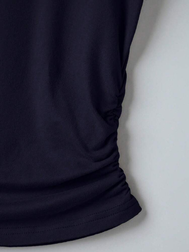 Franclia Women's Solid Color Minimalist Daily Short Sleeve Top And Pants 2 Pieces Set - Royal Blue - View 4