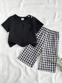 Vintaside Kids Bộ 2 món đồ sơ sinh kiểu dáng đồng quê giản dị, chất liệu cotton mềm mại, thoải mái, phù hợp cho mùa xuân, thu và đông, thiết kế thời trang unisex. - màu đen - Xem 1
