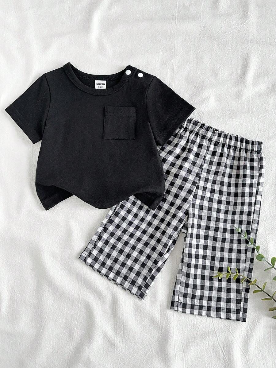 Vintaside Kids Bộ 2 món đồ sơ sinh kiểu dáng đồng quê giản dị, chất liệu cotton mềm mại, thoải mái, phù hợp cho mùa xuân, thu và đông, thiết kế thời trang unisex. - màu đen - Xem 1