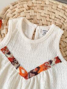 Playful Pals 两件套女童圆领无袖上衣+松紧腰阔腿裤+斜挎包，休闲可爱套装，适合夏季日常穿着 - 杏色 - 查看 5