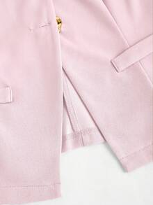 Sweetra Tall 法式极简主义基础款金属大扣无袖背心，适合高个女性 - 粉色 - 查看 4