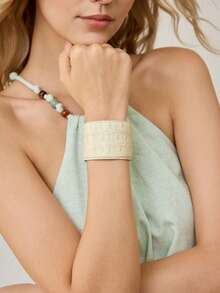 MOTF PREMIUM 预制皮革纹理个性化手链 - 米色 - 查看 1