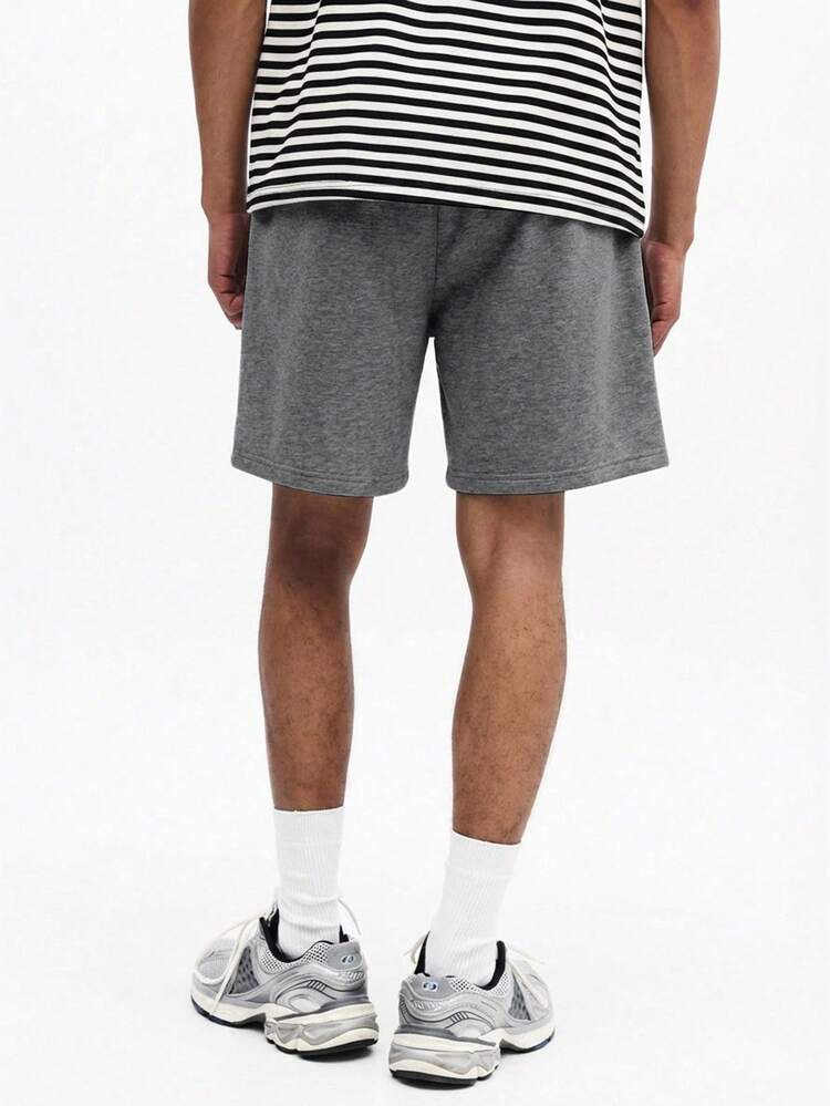 Męskie, codzienne, bawełniane szorty ze ściągaczem i elastyczną talią, za kolano, letnie, wygodne, regularne, proste, dresowe