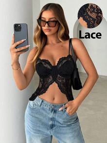 Siren Gaze 黑色蕾丝胸衣，女士，春夏款 - 黑色 - 查看 9