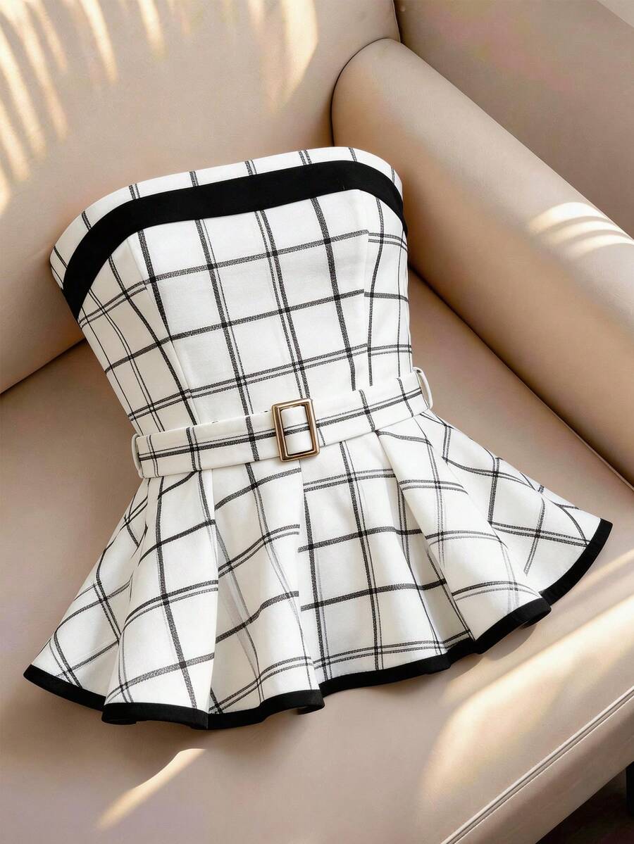 Franclia Women's Plaid Versatile Date Night Tube Top - Multicolor - View 1