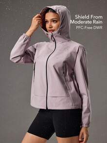 OutZeal Women Outdoor Jacket Hiking Camping Hood Secure Pocket Outdoor Tops - Purple - View 2