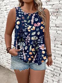 EMERY ROSE Blusa de tirantes de talla grande con estampado floral, top casual de verano para mujeres, blusas de verano lindas y sin mangas para mujeres - Multicolor - Ver 5