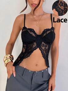 Siren Gaze 黑色蕾丝胸衣，女士，春夏款 - 黑色 - 查看 7