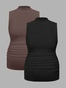 Modmama 2pcs Maternity Casual Comfortable Solid Color Sleeveless Tank Tops - Multicolor - View 11