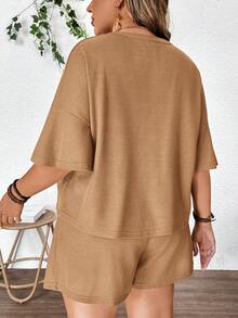 Plussiva 夏季套装，孕妇加大码纯色V领落肩短袖宽松休闲夏季两件套休闲两件套休闲两件套两件短裤套装女士休闲套装华夫格针织两件套棕色两件套两件休闲套装棕色两件短裤套装棕色两件套两件短裤套装配套家居服套装女士套装女士休闲套装女士休闲短裤套装女士休闲服华夫格针织套装裤子和衬衫女士运动套装女士服装折扣动物园套装女士休闲两件套休闲两件套女士短裤套装两件套Zanzea裤子和衬衫商务休闲女士套装拉链上衣拉链运动服斑马纹Larsson套装棕色两件套女士休闲两件套 - 卡其色 - 查看 2