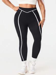 Rhythm Era Quần legging và quần dài thể thao không đường may dành cho nữ cỡ lớn, thích hợp cho các hoạt động ngoài trời, tập thể dục, chạy bộ, quần bó sát. - Đen và trắng - Xem 4