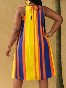 Maweii 大码女士性感热带花卉数码印花吊带高低摆连衣裙，度假/假日/休闲服饰，夏季 - 彩色 - 查看 2