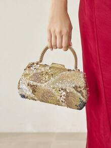 MOTF LADIES' BANQUET BAG, LADIES' HAND-HELD BAG, LADIES' HANDBAG - Gold - View 6