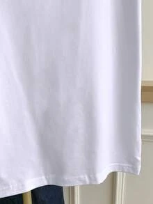 Resyla Kaos Wanita Ukuran Besar Motif Ksatria Leher Bulat Lengan Pendek Kasual Serbaguna - Putih - View 5