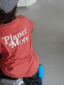 DAZY 男童字母印花圆领短袖休闲百搭T恤 - 紅色 - 查看 3