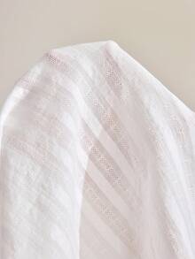 Ocili Natural Soft & Skin-Friendly Cotton Jacquard Lapel Short Sleeve & Shorts Pajama Set For Women - White - View 8