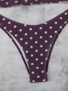 Swim Mod 女士新款甜美波点荷叶边比基尼套装，夏季海滩度假装 - 彩色 - 查看 3