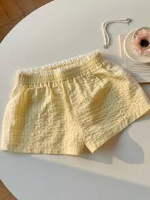 Comfortcana 女士条纹蕾丝边短裤，夏季 - 黃色 - 查看 4