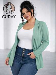 Blazer Casual Women Lapel Collar Elegant Straight Cut Long Sleeve Soft Lightweight Office Versatile Comfortable Modern Silhouette Stylized Basic Indispensable - 薄荷綠 - 查看 2
