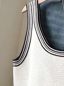 INAWLY Women's Casual Minimalist Knit Tank Top - White - View 5